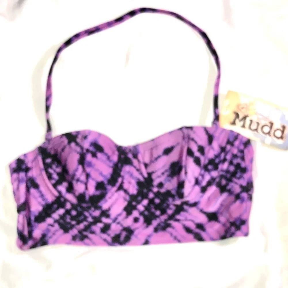 Mudd NWT Purple Tie Dye cut out Bikini Top XS